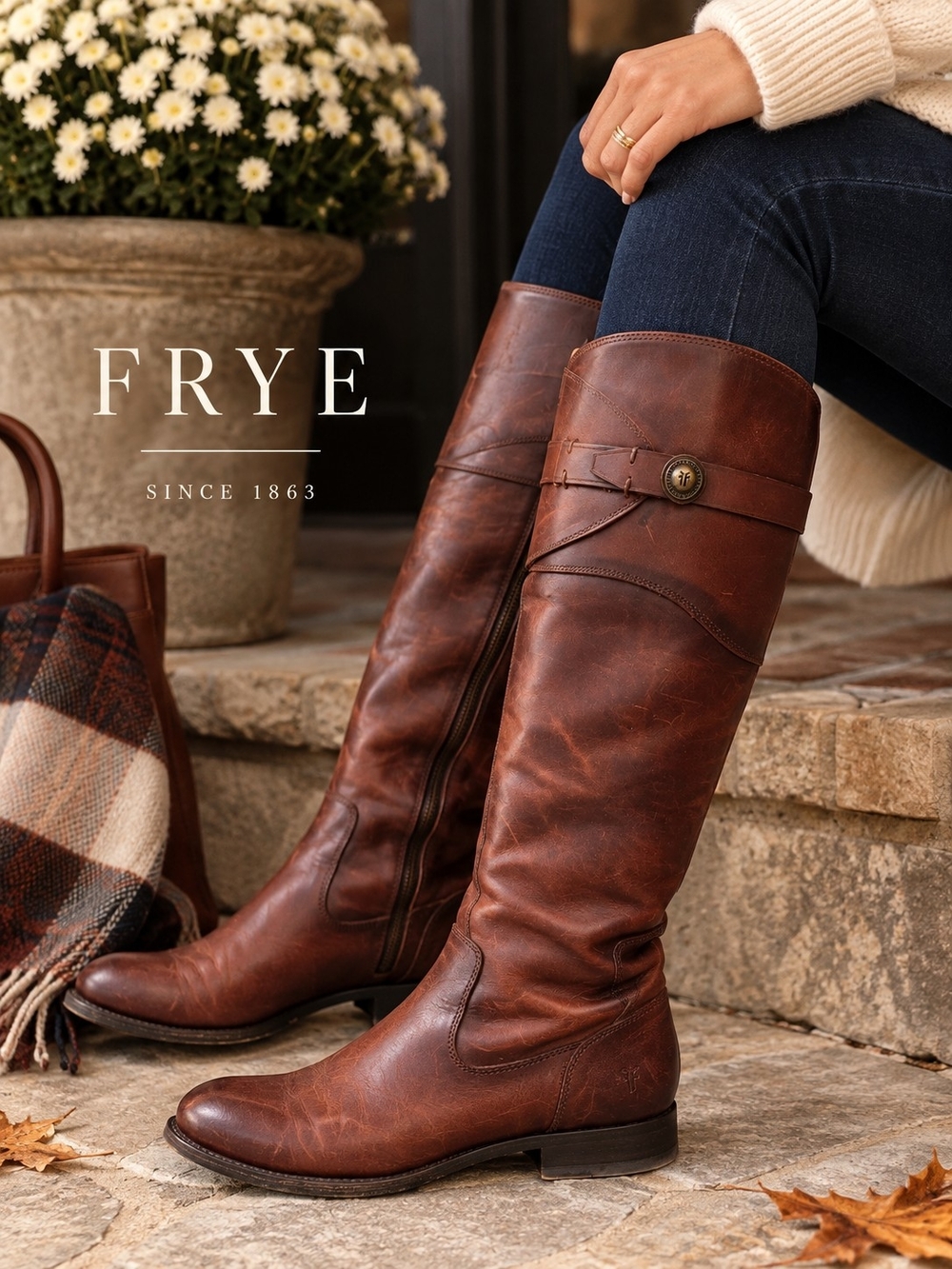 Frye Molly Button Tall Boots 9 Redwood Leather Riding Equestrian - Picture 2 of 11